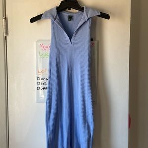 blue collared bodycon dress